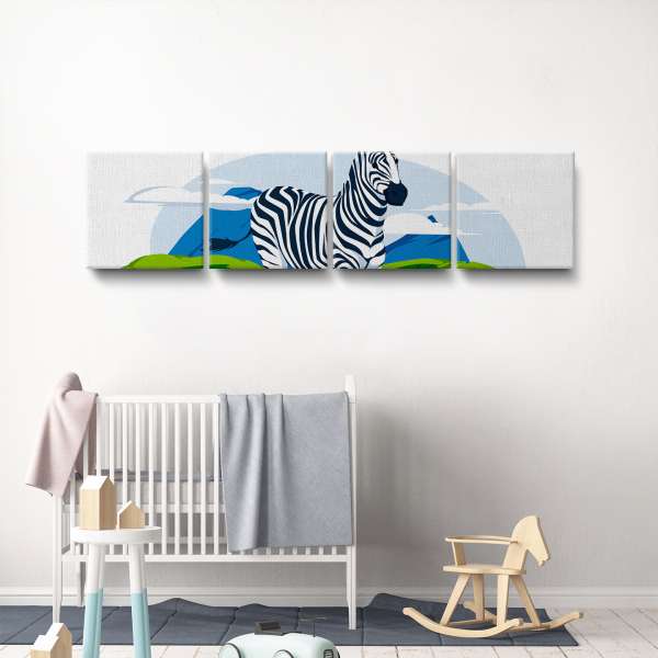 Zebra v savaně - ilustrace