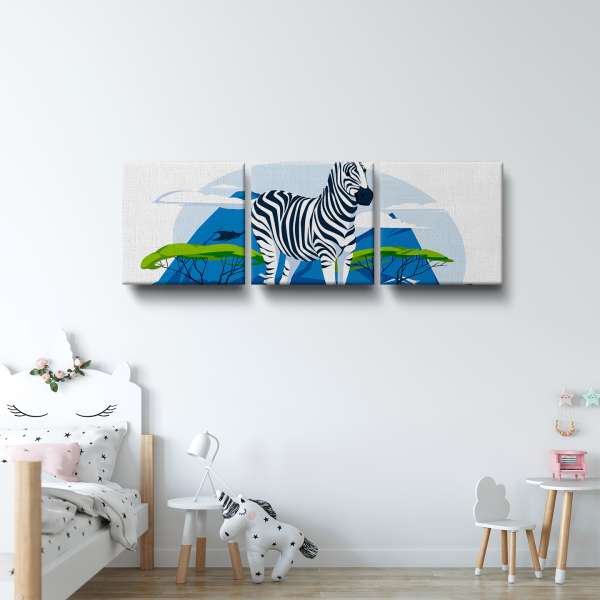 Zebra v savaně - ilustrace