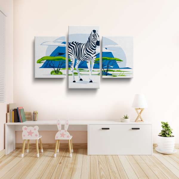 Zebra v savaně - ilustrace