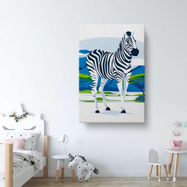 Zebra v savaně - ilustrace