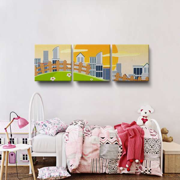 Panorama města s mýtinou - ilustrace