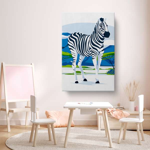 Zebra v savaně - ilustrace